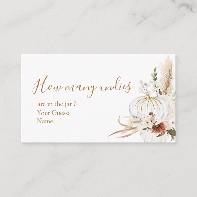 Tarjeta De Recepción Calabaza Blanca Boho Arch Cuántos Unds (Anverso)