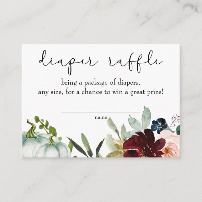 Tarjeta De Recepción Calabaza Blanca Caer En Amor Diaper Raffle Inserta (Anverso)