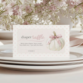 Tarjeta De Recepción Calabaza blanca Pink Polka Dots Diaper Raffle