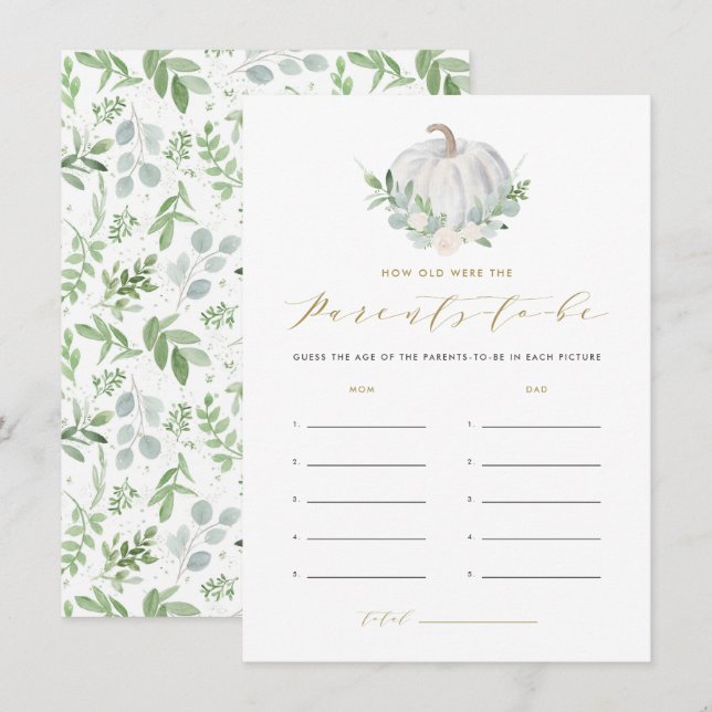 Tarjeta De Recepción Calabaza blanca ¿Qué edad tenían los padres? (Anverso / Reverso)