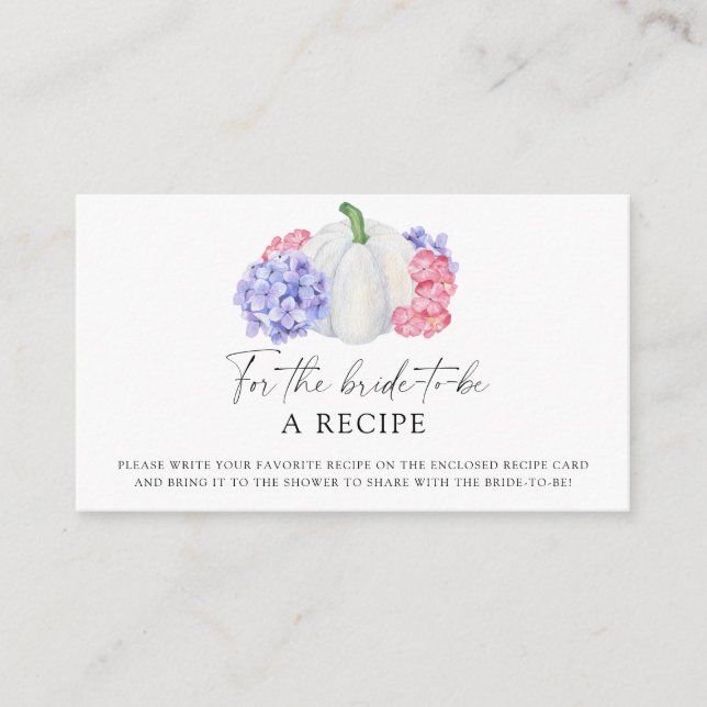 Tarjeta De Recepción Calabaza blanca - Receta para que la novia sea (Anverso)
