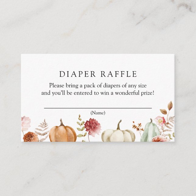Tarjeta De Recepción Calabaza Burgundy Floral Diaper Raffle (Anverso)