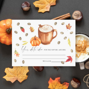 Tarjeta De Recepción Calabaza Café Ducha de novia Fecha ideas de noche