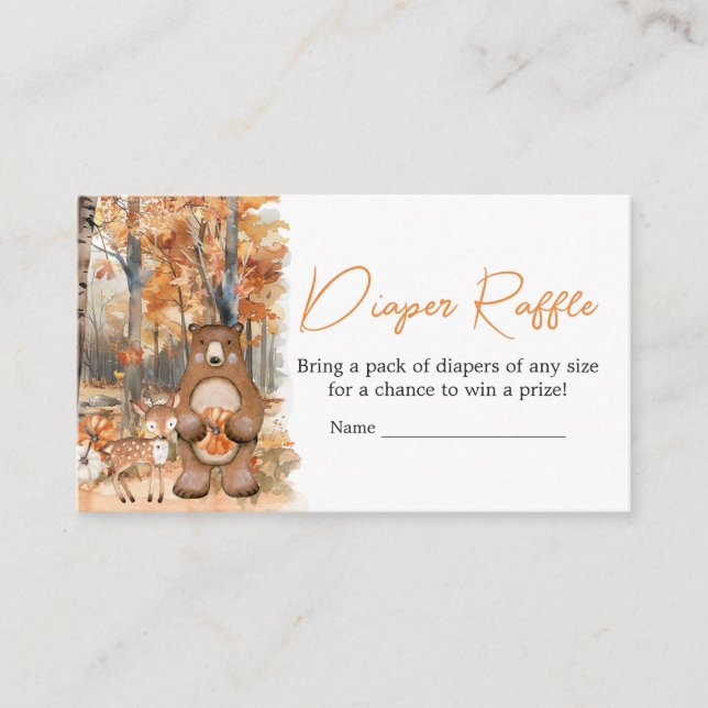 Tarjeta De Recepción Calabaza Caída Animales De Woodland Diaper Infanti (Anverso)