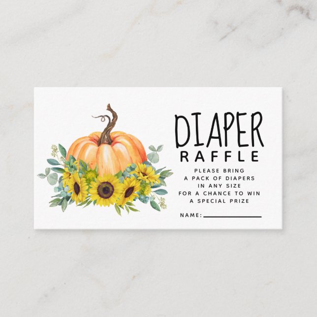 Tarjeta De Recepción Calabaza Caída Baby Shower Diaper Raffle (Anverso)