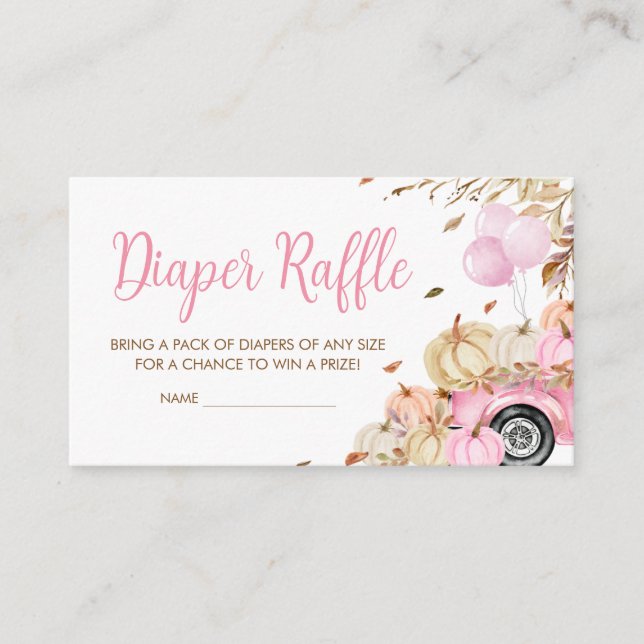 Tarjeta De Recepción Calabaza Camión Rosado Baby Shower Diaper Raffle (Anverso)