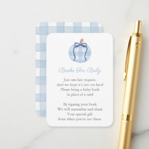 Tarjeta De Recepción Calabaza de Cuadro Azul Trae un Libro Baby Shower