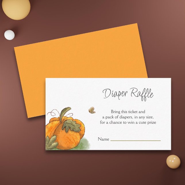 Tarjeta De Recepción Calabaza de la Caída Cuta Baby Shower Diaper Raffl (Subido por el creador)