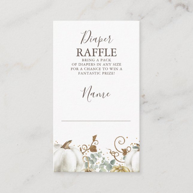 Tarjeta De Recepción Calabaza de oro Caída Baby Shower Diaper Raffle (Anverso)