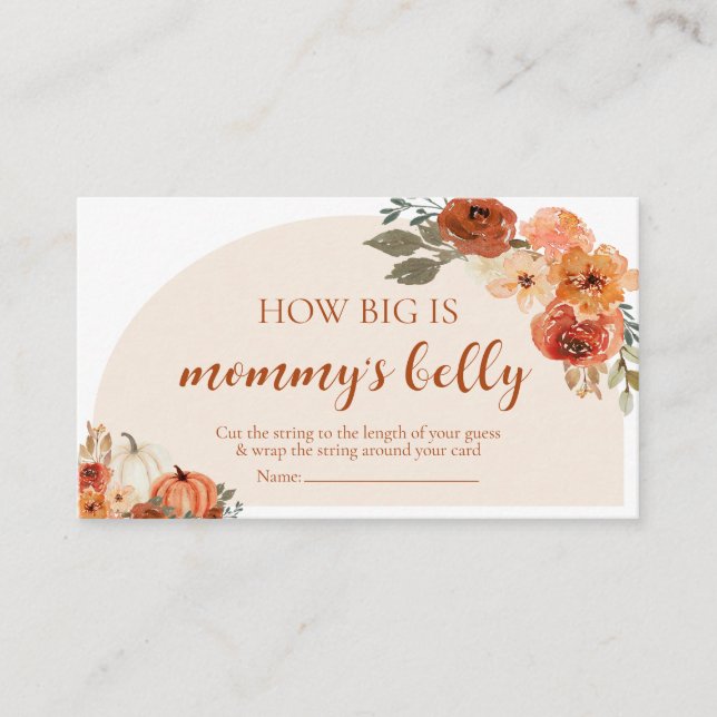 Tarjeta De Recepción Calabaza de otoño Baby Shower ¿Qué tan grande es e (Anverso)