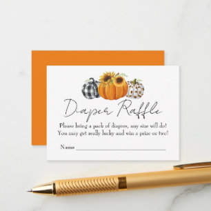 Tarjeta De Recepción Calabaza de otoño Girasol Baby Shower Diaper Raffl