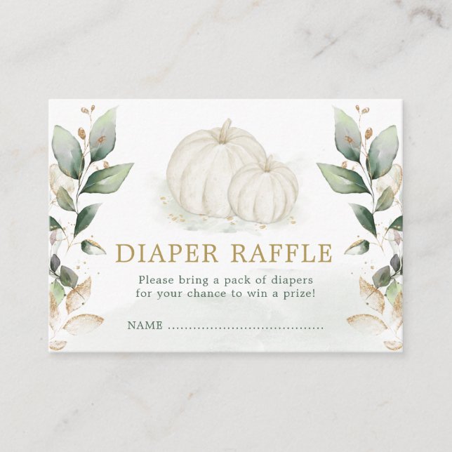 Tarjeta De Recepción Calabaza de verdor suave Baby Shower Diaper Raffle (Anverso)