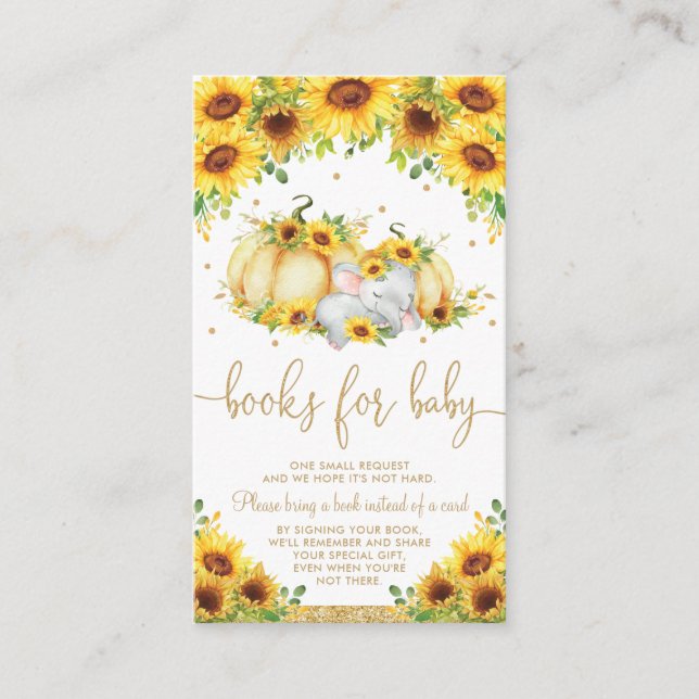 Tarjeta De Recepción Calabaza Elefante de Sunflower Ducha libros para b (Anverso)