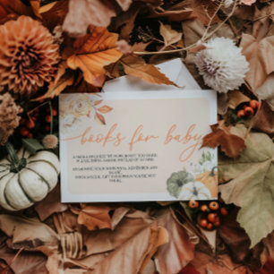 Tarjeta De Recepción Calabaza En El Otoño Baby Shower Libros Para Bebés