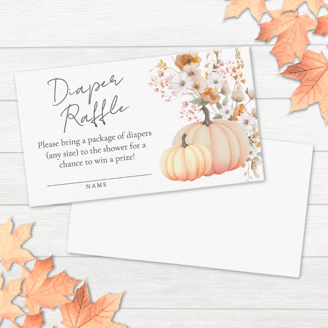 Tarjeta De Recepción Calabaza Flor silvestre Baby Shower Diaper Raffle (Pumpkin Wildflower Baby Shower Diaper Raffle Enclosure Card)
