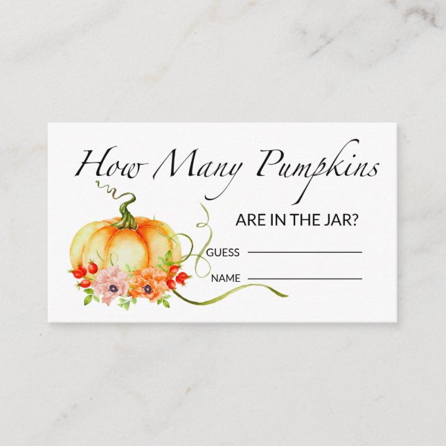 Tarjeta De Recepción Calabaza floral adivina cuántas calabazas juegan (Anverso)