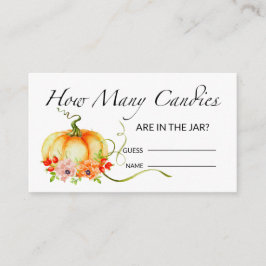 Tarjeta De Recepción Calabaza floral adivina cuántos caramelos