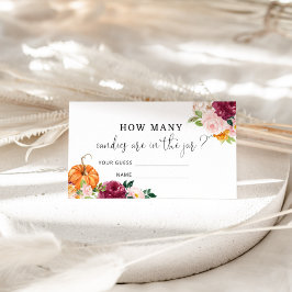 Tarjeta De Recepción Calabaza floral adivina cuántos caramelos