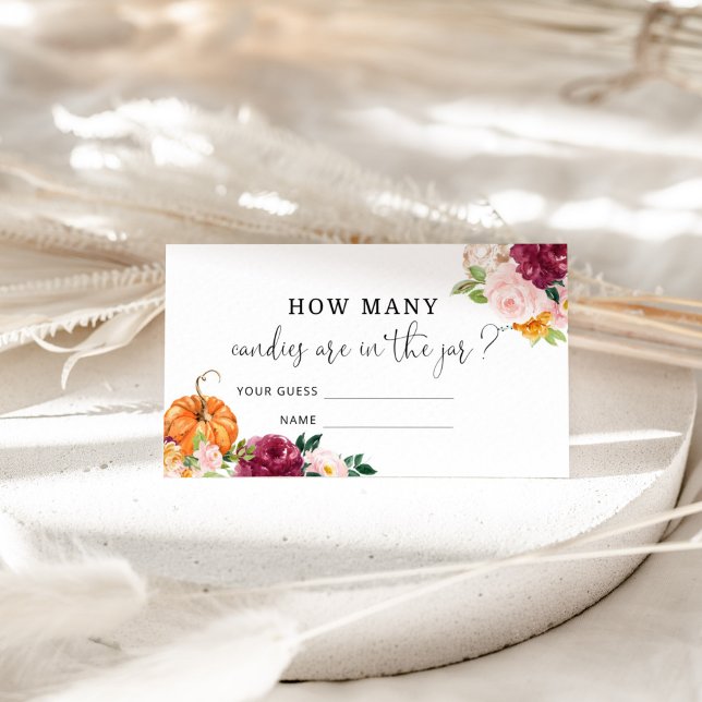 Tarjeta De Recepción Calabaza floral adivina cuántos caramelos (Subido por el creador)