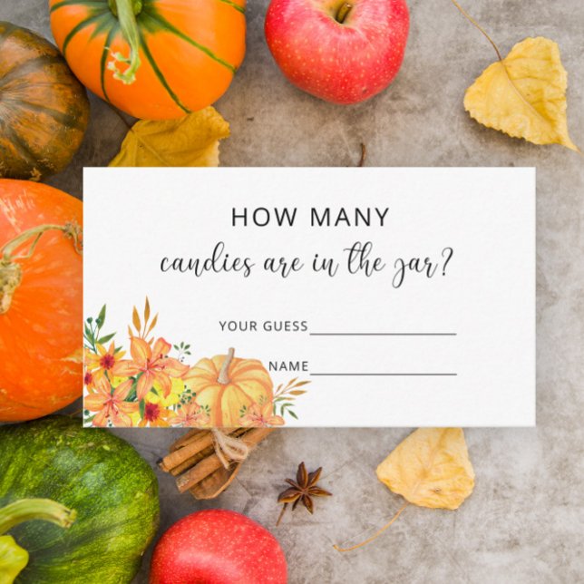 Tarjeta De Recepción Calabaza floral adivina cuántos dulces (Subido por el creador)