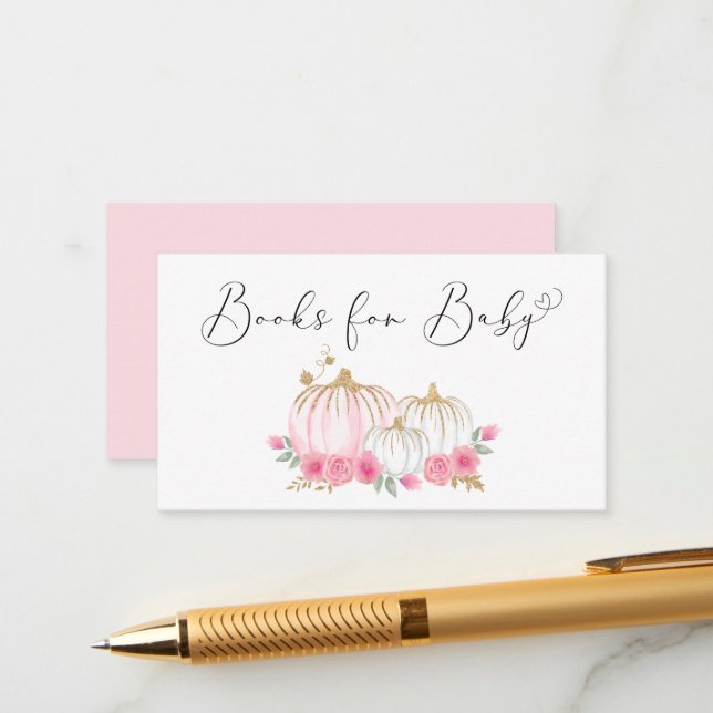 Tarjeta De Recepción Calabaza Floral Bebé Chica Ducha Libros Para Bebé (Anverso/Reverso In Situ)