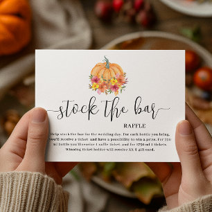 Tarjeta De Recepción Calabaza floral de otoño en el bar Bridal Shower