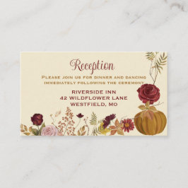 Tarjeta De Recepción Calabaza floral de otoño rústica
