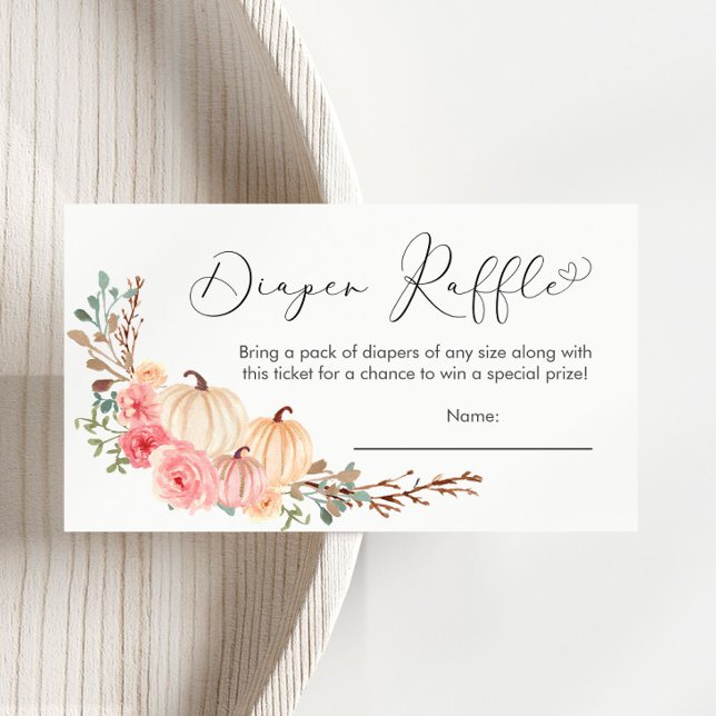 Tarjeta De Recepción Calabaza Floral rosa Baby Shower Diaper Raffle (Subido por el creador)