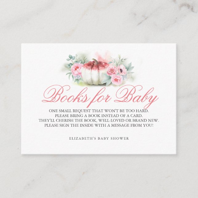 Tarjeta De Recepción Calabaza | Libros para bebés Traer un Baby Shower  (Anverso)