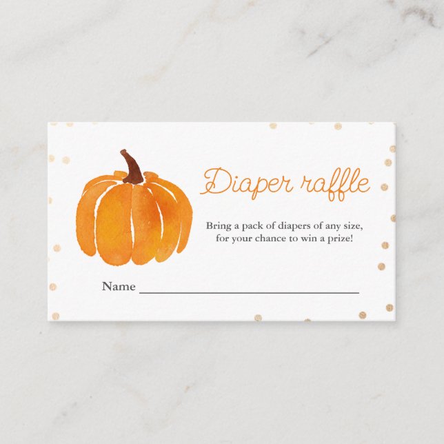 Tarjeta De Recepción Calabaza naranja | BABY SHOWER | Diaper Raffle (Anverso)