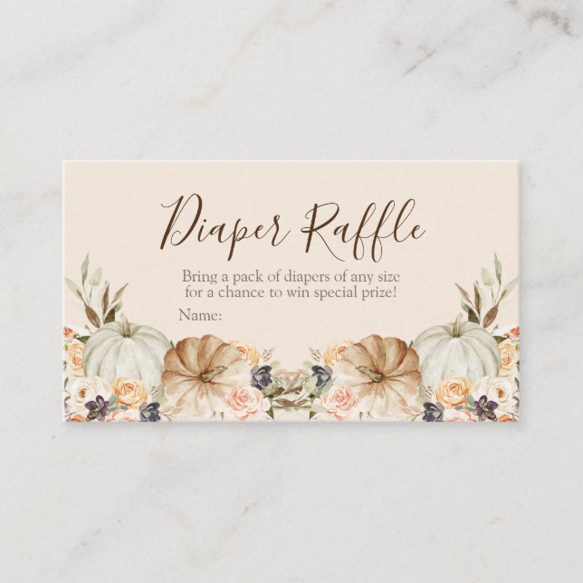 Tarjeta De Recepción Calabaza naranja quemada Baby Shower - Diaper Raff (Anverso)