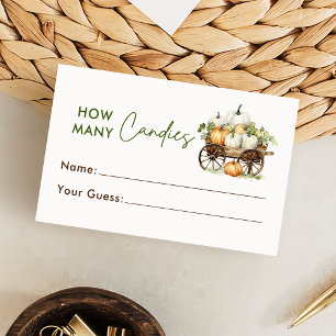 Tarjeta De Recepción Calabaza otoñal adivina cuántas cartas de juego de