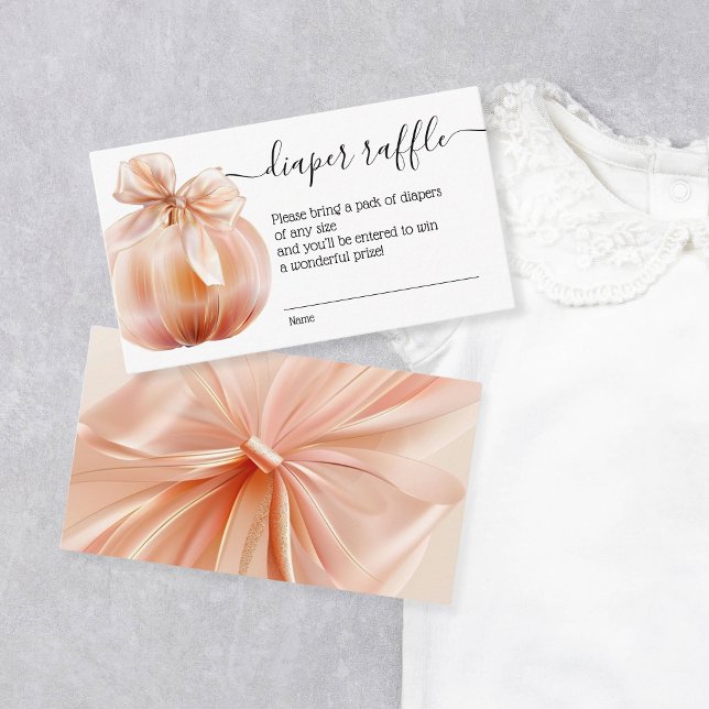 Tarjeta De Recepción Calabaza otoñal con un deslumbrante de pañales de  (satin pumpkin with a bow)