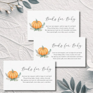 Tarjeta De Recepción Calabaza otoñal y libros verdes para Baby Shower