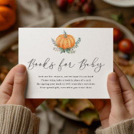 Tarjeta De Recepción Calabaza otoñal y libros verdes para Baby Shower