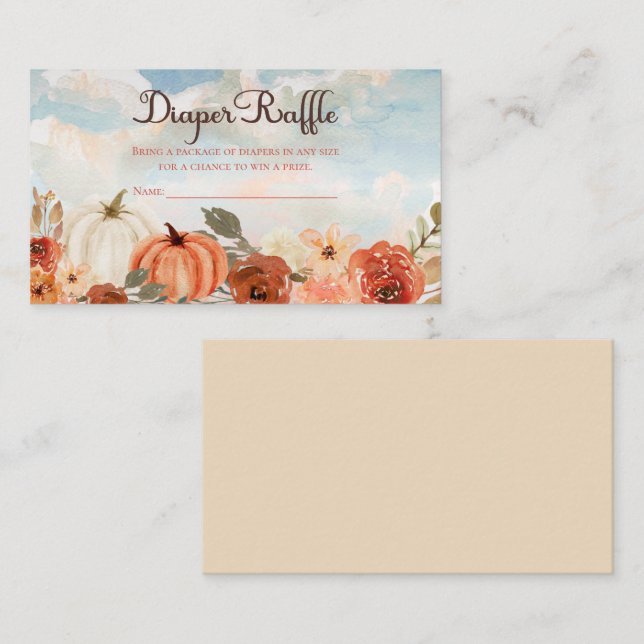 Tarjeta De Recepción Calabaza pequeña | Caída de Baby Shower Diaper Raf (Anverso / Reverso)