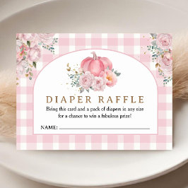 Tarjeta De Recepción Calabaza rosa Baby Shower Caída Diaper Raffle
