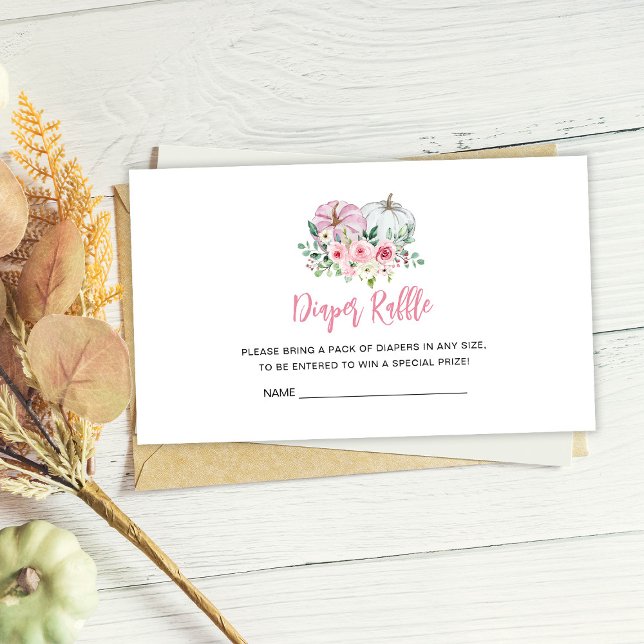 Tarjeta De Recepción Calabaza rosa Baby Shower Diaper Raffle (Subido por el creador)