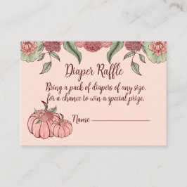 Tarjeta De Recepción Calabaza rosa floral Baby Shower Diaper Raffle