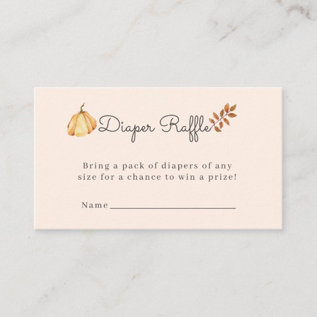 Tarjeta De Recepción Calabaza Rusa Simple Oh Baby Shower Diaper Raffle (Anverso)