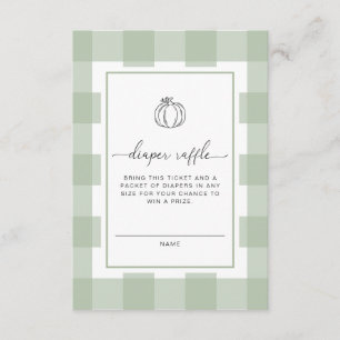 Tarjeta De Recepción Calabaza Sage Green Gingham Diaper Raffle Ticket