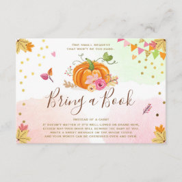 Tarjeta De Recepción Calabaza trae un libro otoño Baby Shower rosa