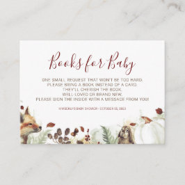 Tarjeta De Recepción Calabaza y libros de animales forestales para bebé