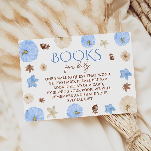 Tarjeta De Recepción Calabazas Azules Caen Los Libros De Baby Shower Pa (Subido por el creador)
