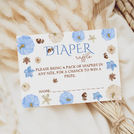 Tarjeta De Recepción Calabazas azules Flores Baby Shower Diaper Raffle
