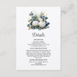 Tarjeta De Recepción Calabazas blancas y detalles de eucalipto