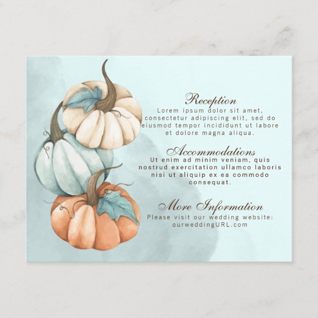 Tarjeta De Recepción Calabazas de otoño para boda (Anverso)