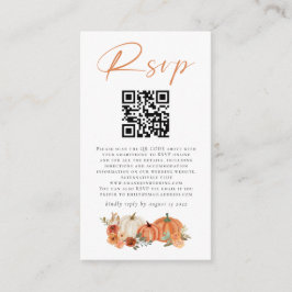 Tarjeta De Recepción Calabazas otoñales Florals Código QR Boda RSVP