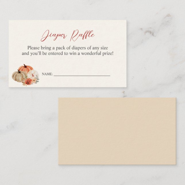 Tarjeta De Recepción Calabazas otoñales Flores Diaper Raffle (Anverso / Reverso)
