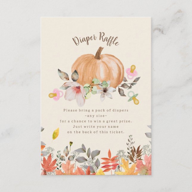 Tarjeta De Recepción Calabazas Pacificadores Caída Baby Shower Diaper R (Anverso)